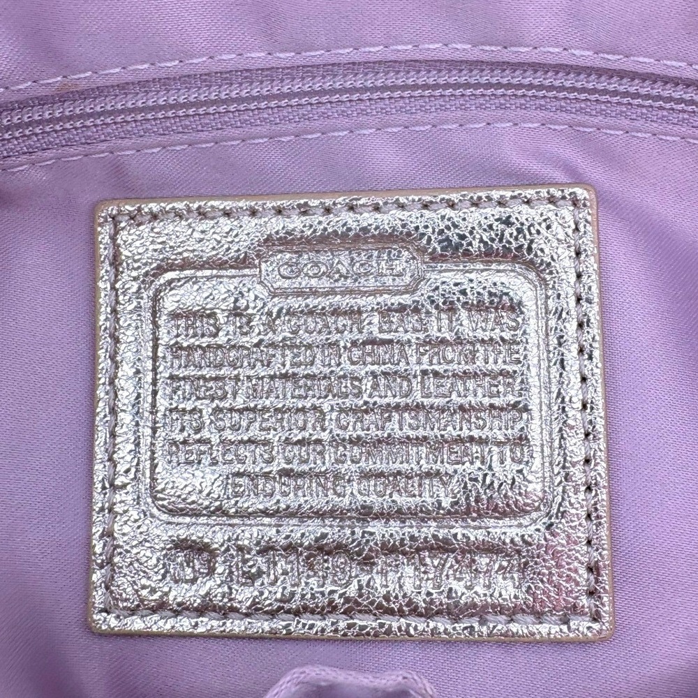 Coach Heritage Plaid Signature C Tote Bag Metallic Gold Lavender F17474 - Picture 11 of 11